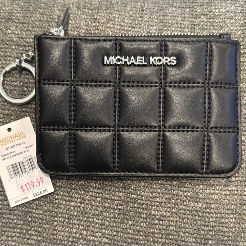 Michael Kors women’s Jet Set Travel Small Quilted top zip coin pouch